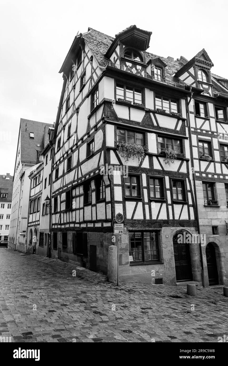 Nuremberg, Germany - December 28, 2021: Generic architecture and street view from Bergstrasse, Nuremberg, Bavaria, Germany. Stock Photo