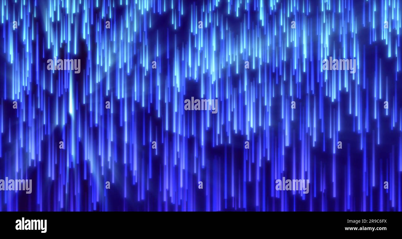 Abstract blue energy glowing lines raining down futuristic hi-tech ...