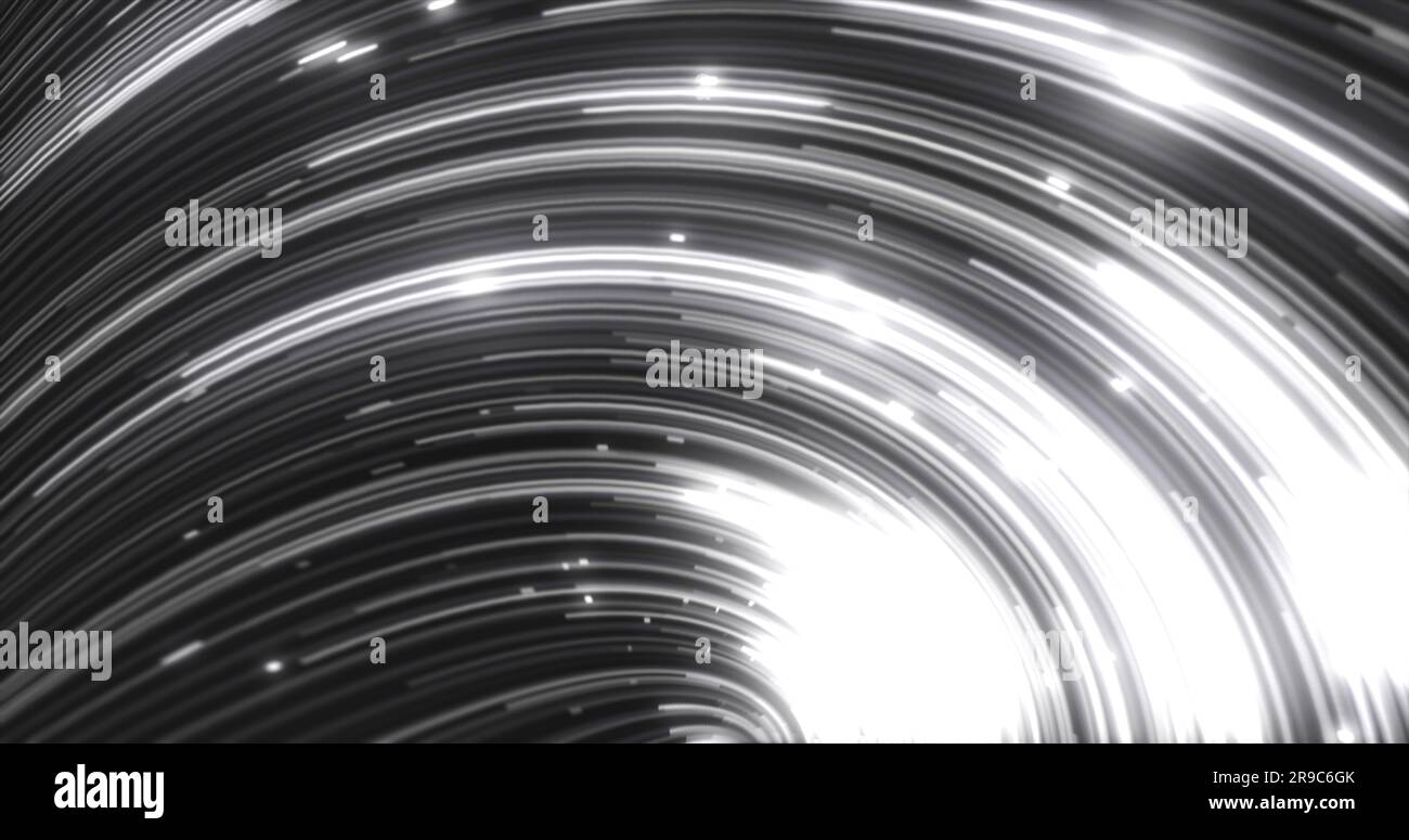 Abstract energy black and white swirling curved lines of glowing ...