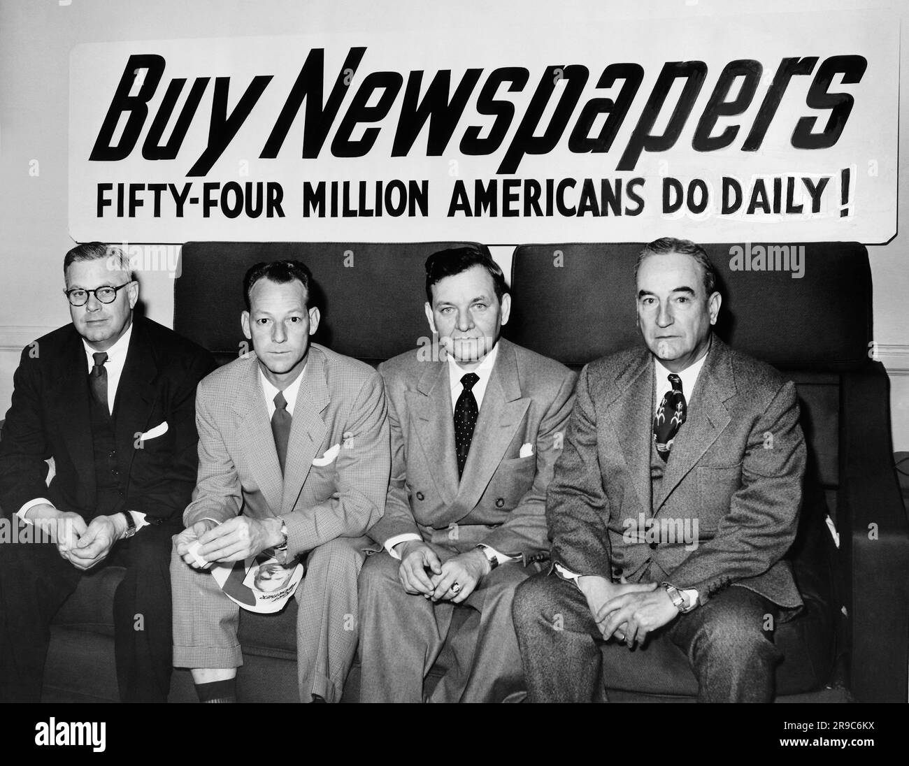 Ft. Worth, Texas:  1953 Executives of the Trinity News Company in Ft. Worth promote their business.. Stock Photo