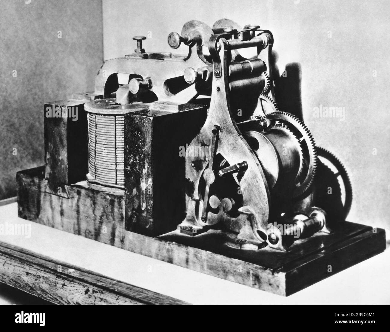 Washington, D.C.:   November 21, 1936 The original Morse telegraph receiver on which 'What Hath God Wrought?' was received on May 24, 1844 in Washington DC. Stock Photo