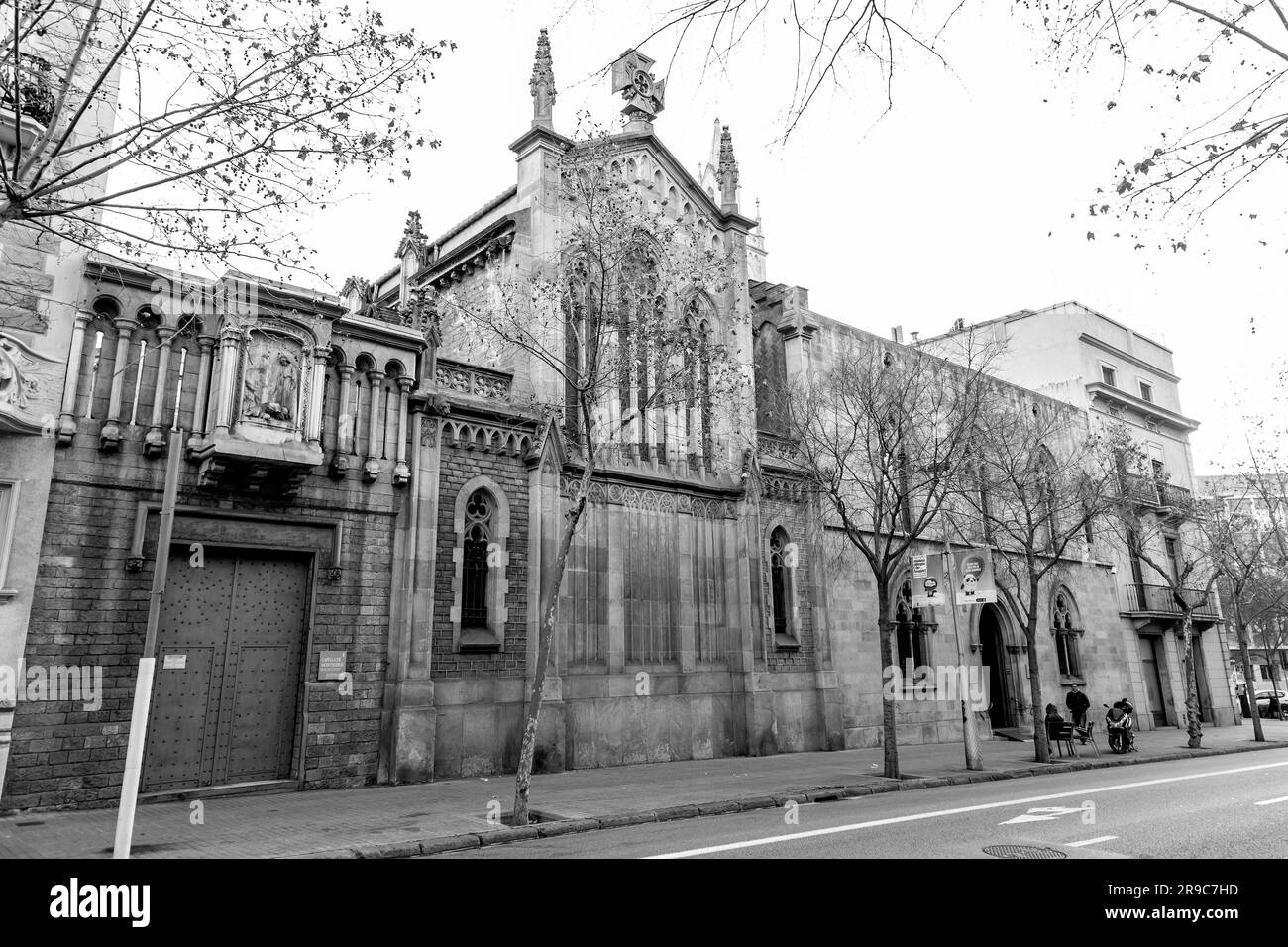 Barcelona, Spain - FEB 10, 2022: The exterior of the Basilica of the Pure Conception in Barcelona, Spain. Stock Photo