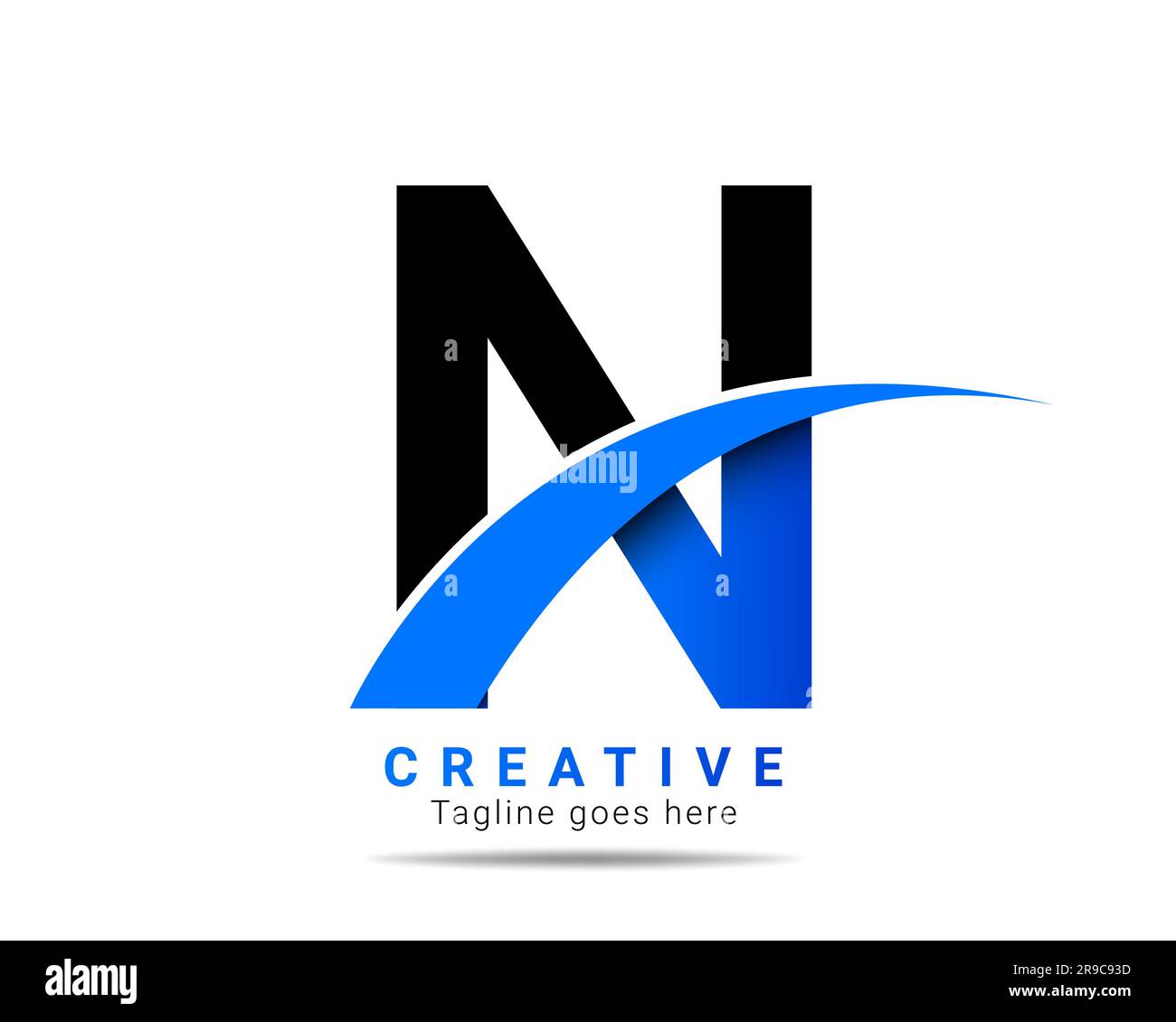 Abstract initial letter N alphabet logo with blue color. N letter logo for company brand identity, travel, logistic, business logo template Stock Vector
