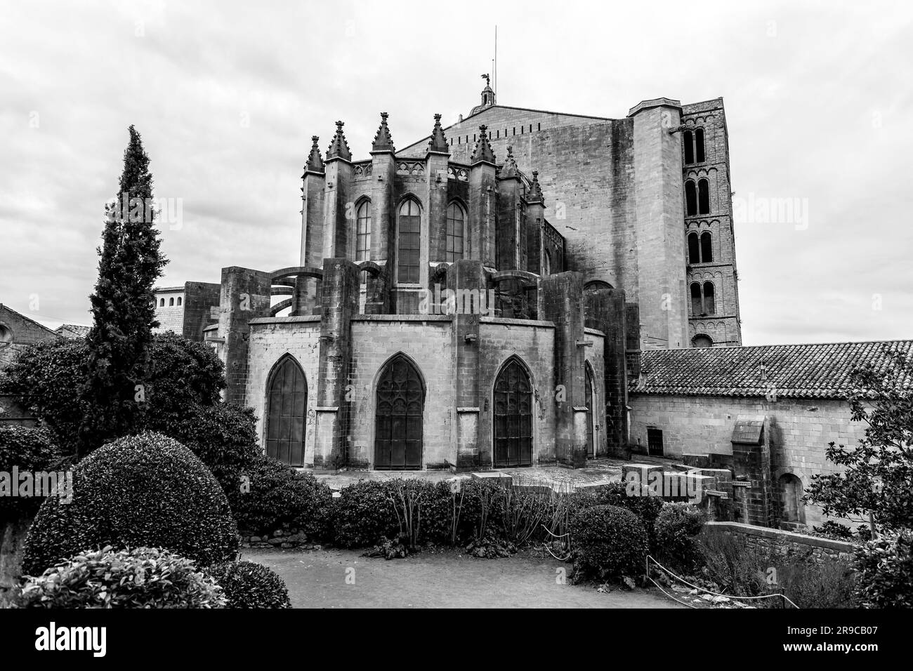 Girona Cathedral, also known as the Cathedral of Saint Mary of Girona, is a Roman Catholic church located in Girona, Catalonia, Spain. Stock Photo