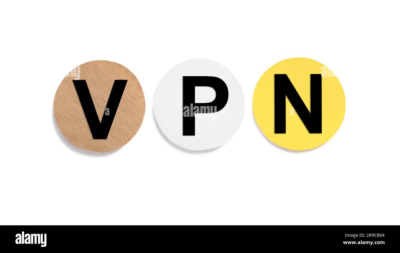 Paper notes with acronym VPN (Virtual Private Network) isolated on white,  top view Stock Photo - Alamy