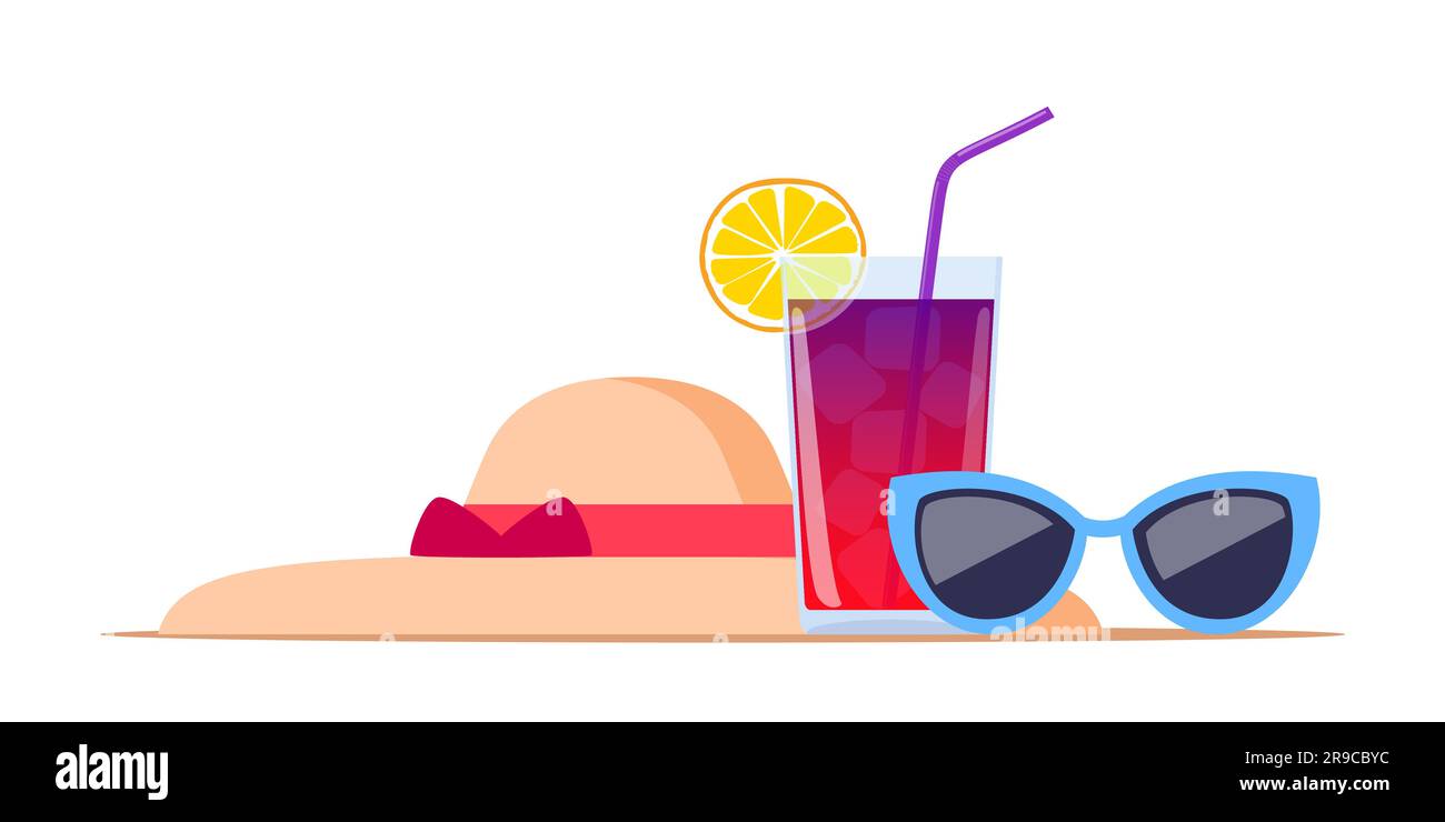 Summer beach elements, set. Summer colorful objects collection for ...
