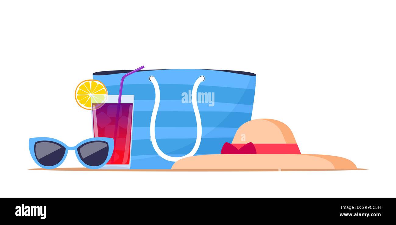 Summer beach elements, set. Summer colorful objects collection for ...