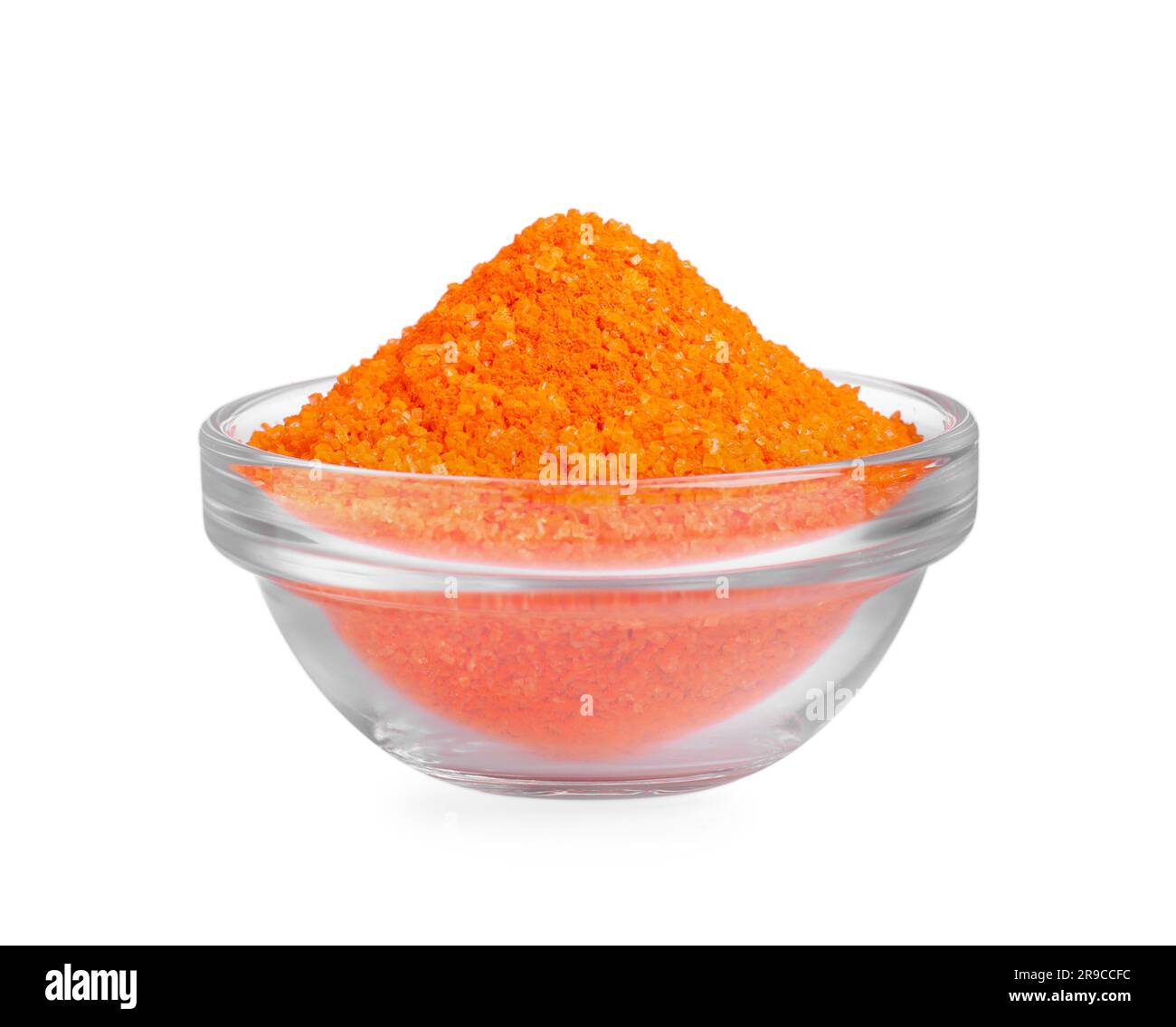 Glass bowl with orange food coloring isolated on white Stock Photo Alamy