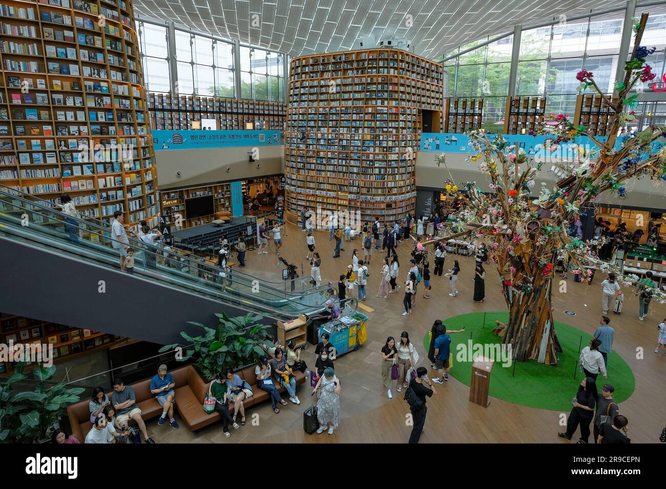 Seoul, South Korea - June 24, 2023: People in the Starfield Library at COEX Mall of Seoul., South Korea. Stock Photo