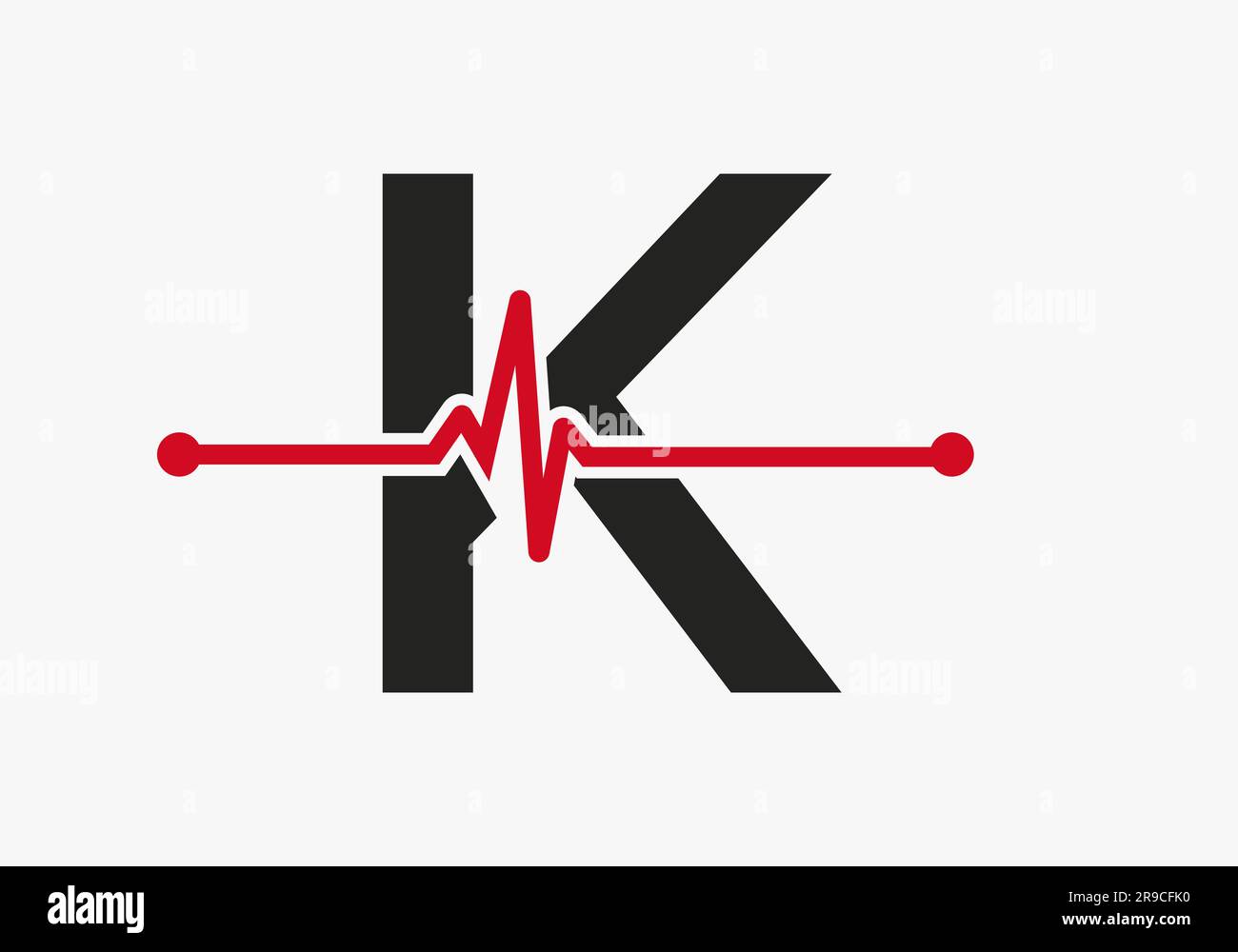 Letter K Heartbeat Logo For Medical or Health Symbol. Medical Logo