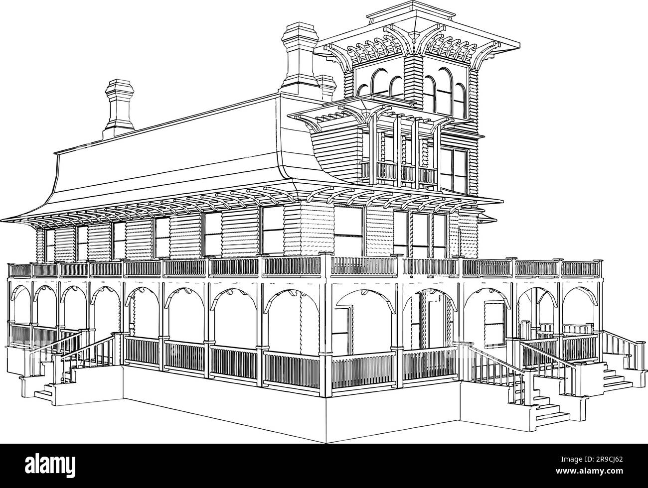 Wooden House Vector. Illustration Isolated On White Background. A