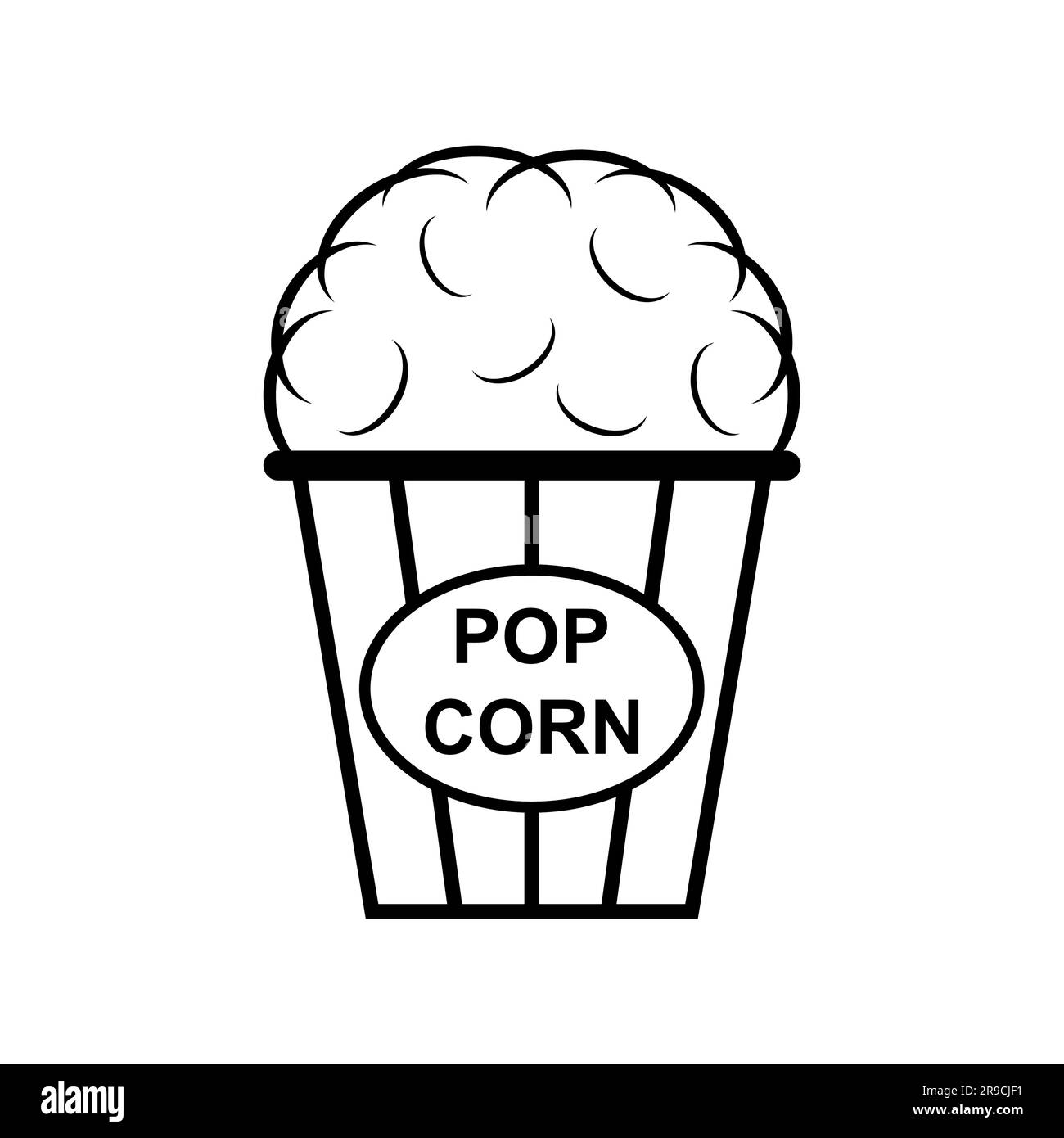 Popcorn food design icon, web corn box snack flat vector illustration