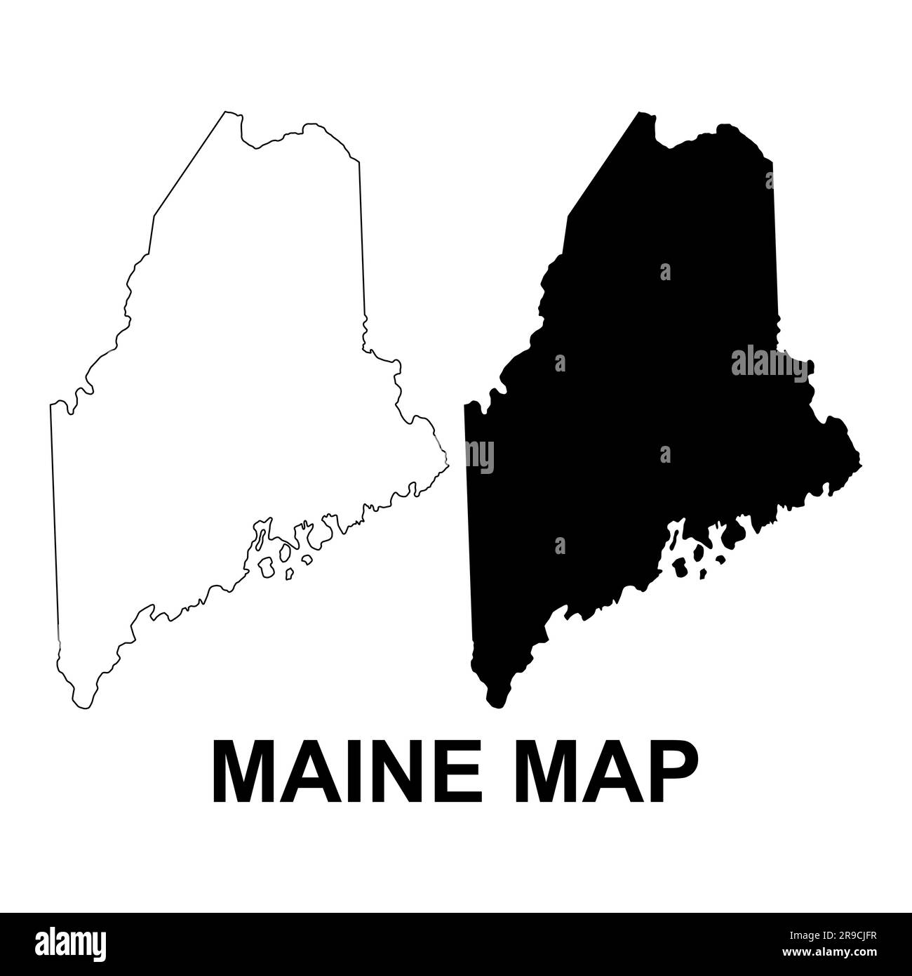 Set of Maine map, united states of america. Flat concept icon vector