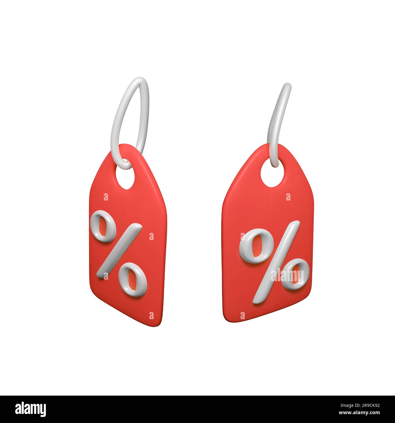 3d red price tag with white percent sign. Discount coupons with promotional codes. Vector illustration Stock Vector