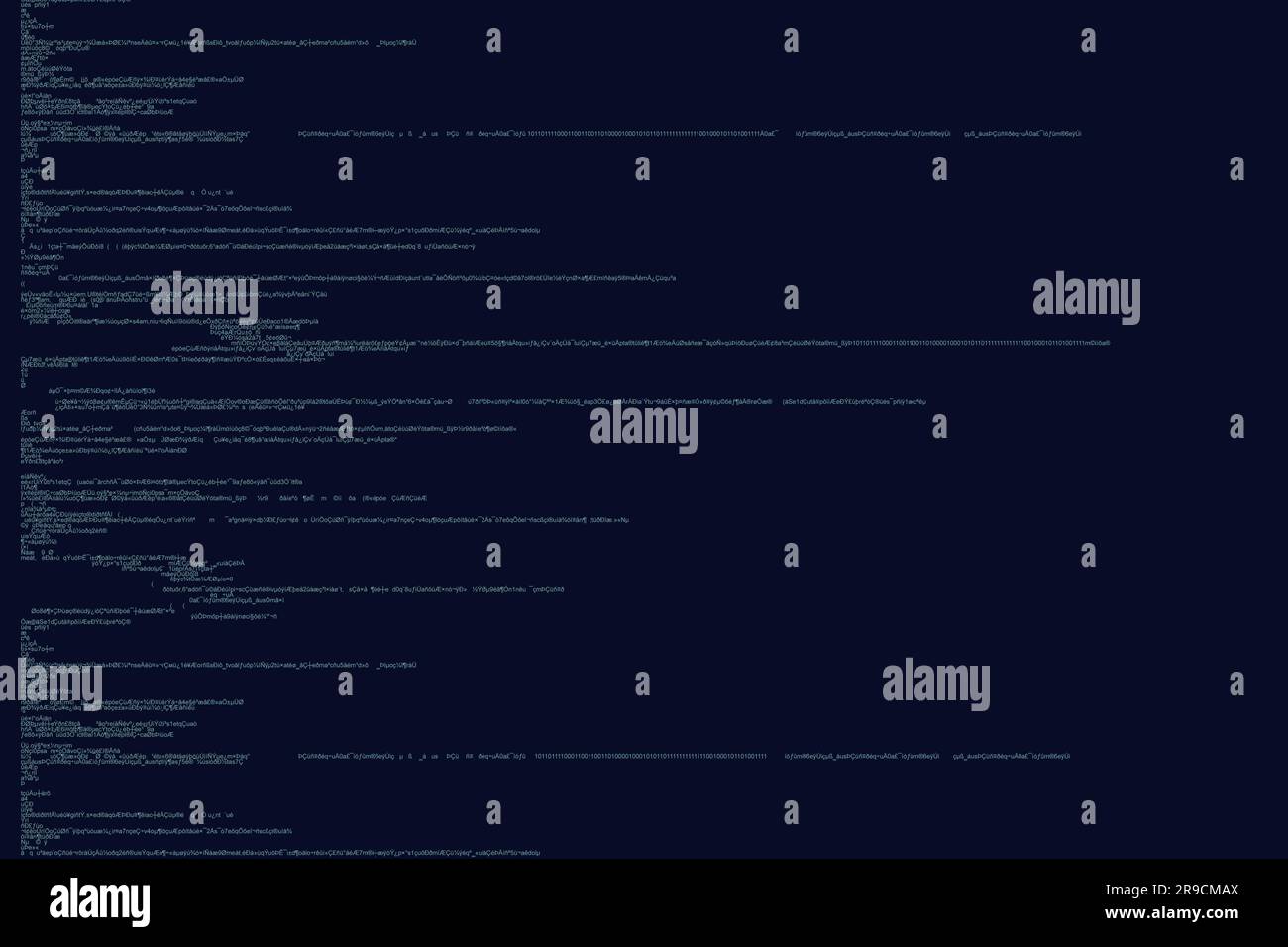 Source code written in programming language on dark blue background ...