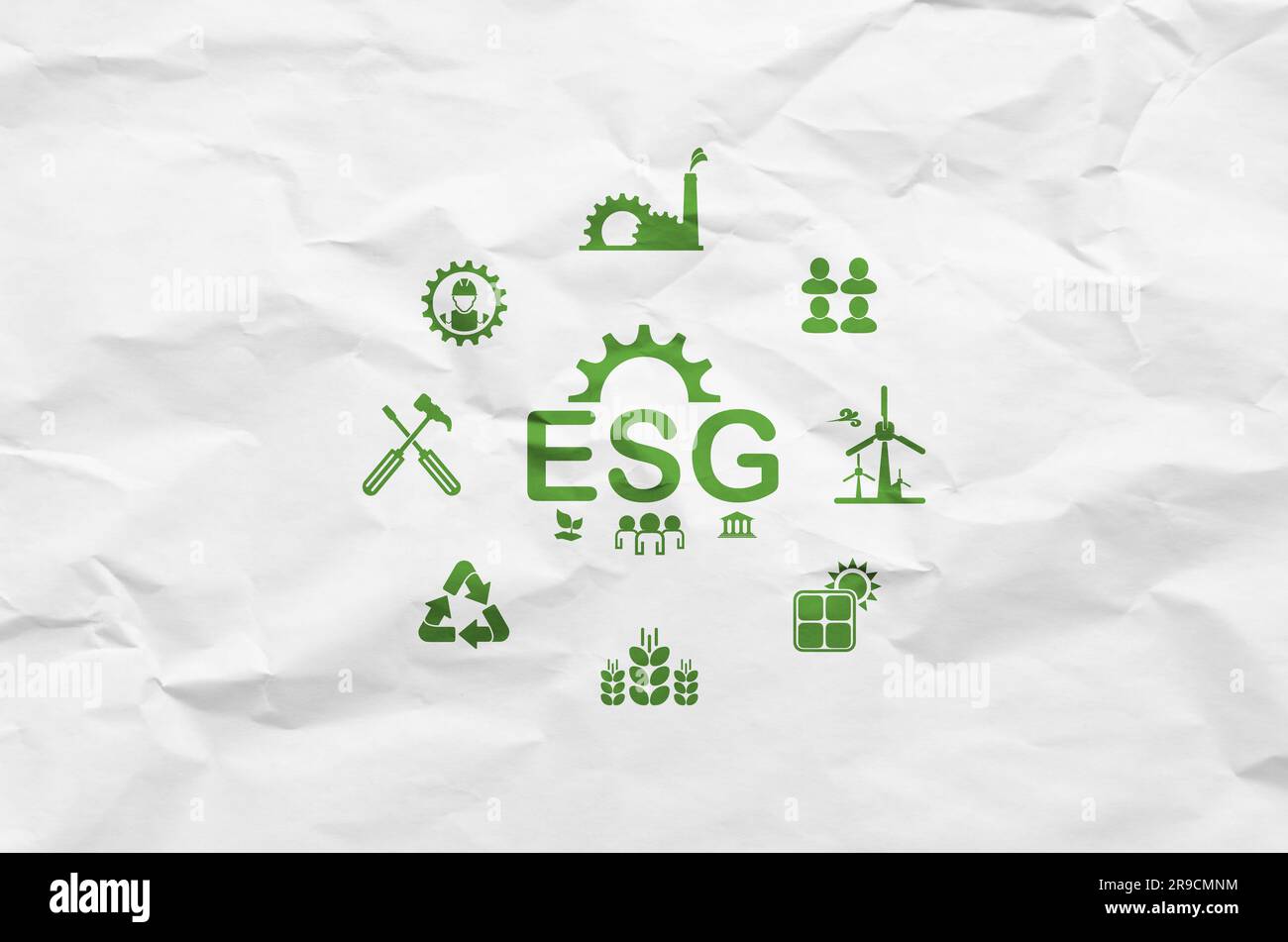 esg icons on white background Stock Photo