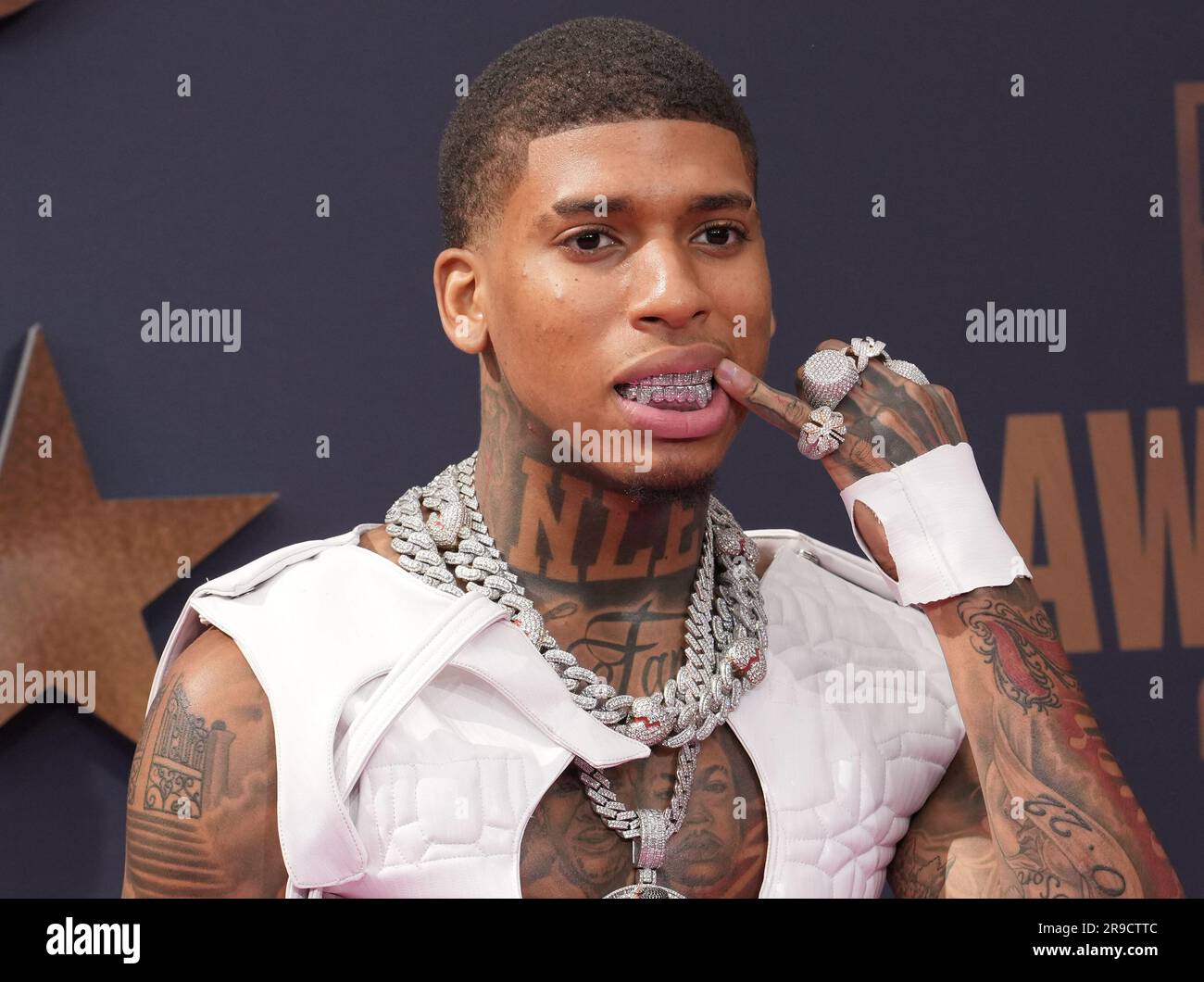 Los Angeles, USA. 25th June, 2023. NLE Choppa arrives at the 2023 BET