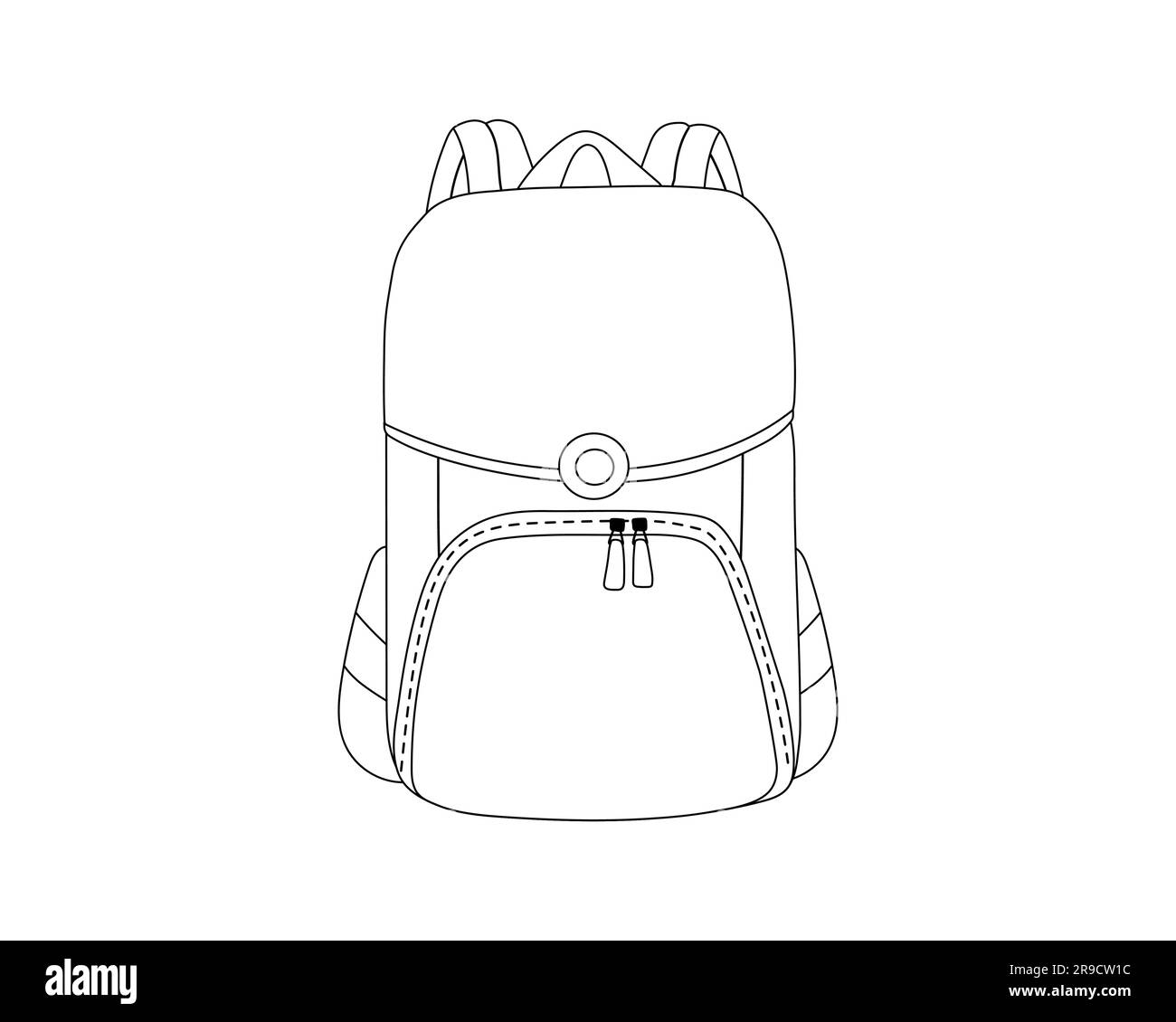 School backpack in simple line style.Vector illustration Stock Vector