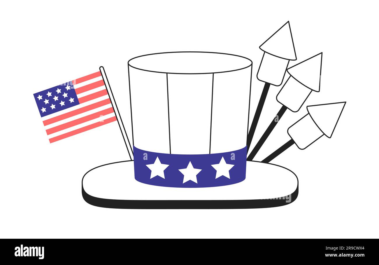 Fourth of july hat monochrome concept vector spot illustration Stock ...