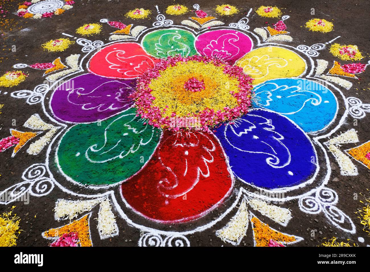 Colourful Rangoli Design is an art form made during using powder