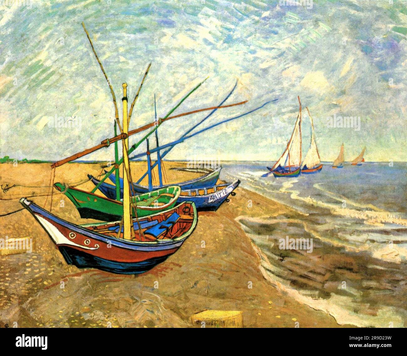 Vincent van Gogh Fishing Boats on the Beach at SaintesMaries Stock