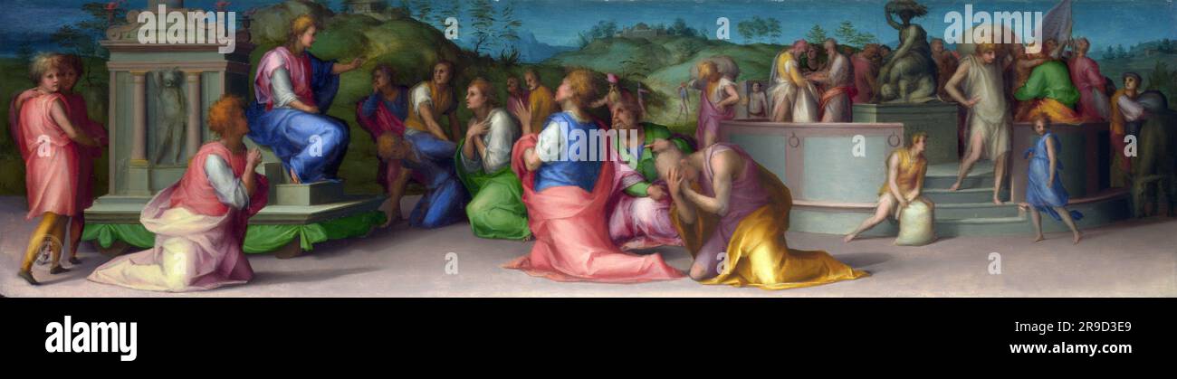 Pontormo - Josephs Brothers beg for Help  с1515 Stock Photo