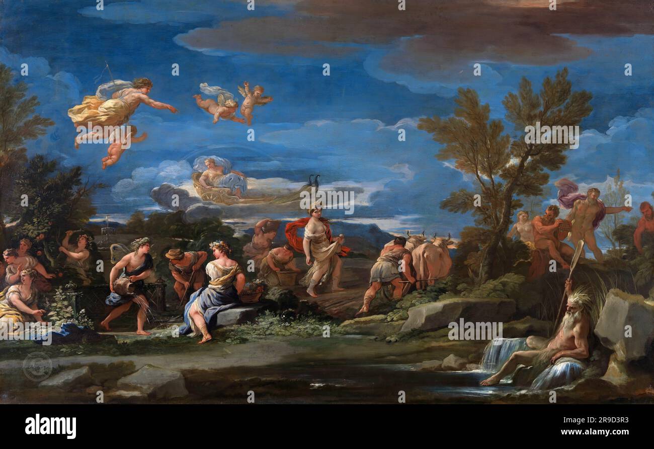 Luca Giordano - Mythological Scene of Agriculture Stock Photo