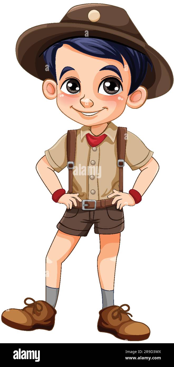 Boy scout in uniform cartoon character illustration Stock Vector Image ...