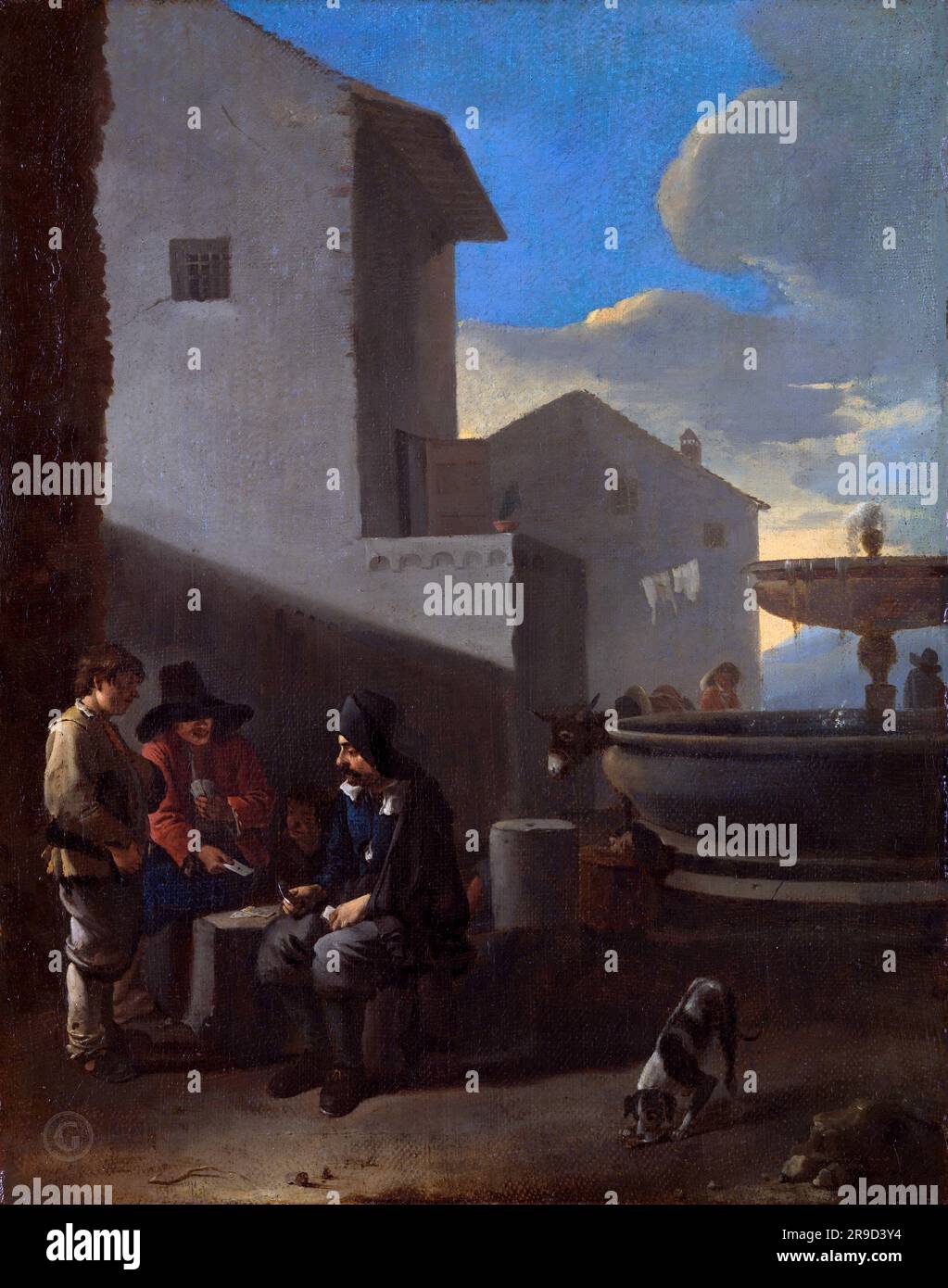 National Gallery UK – Jan Lingelbach (Attributed to) - Roman Street Scene with Card Players  1645-50 Stock Photo