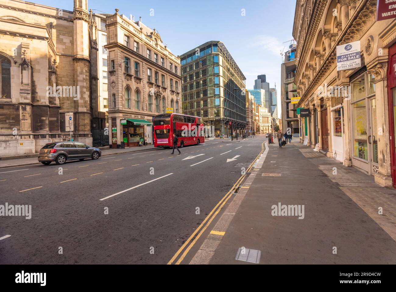 Cannon street at the city of London with historic and modern buildings ...
