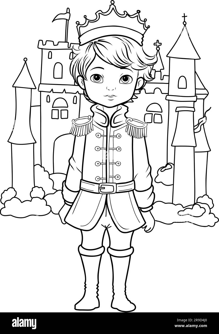 Prince coloring page. Coloring page prince in a crown and royal clothes ...
