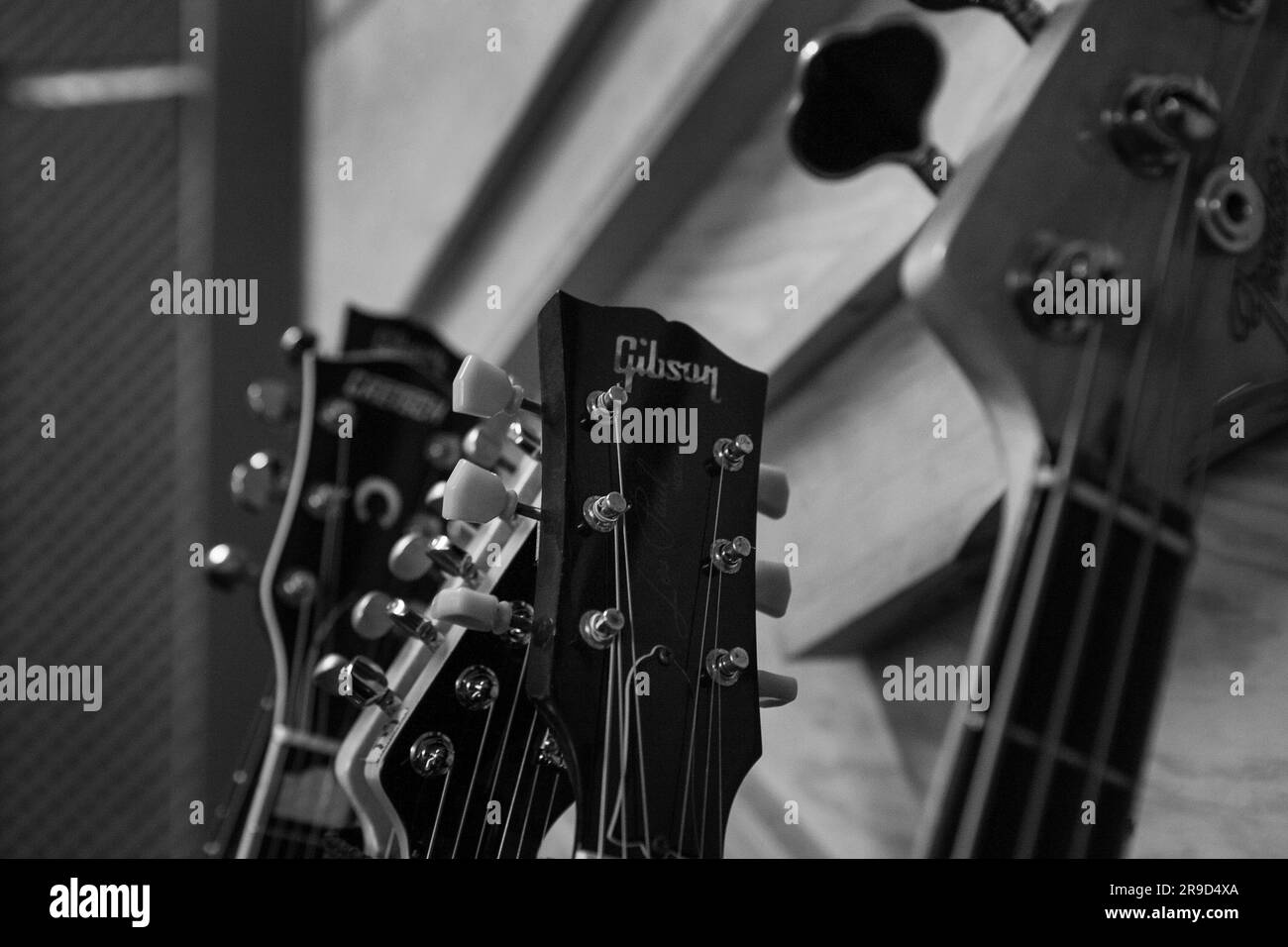 Musicians on Live Session Black and White Stock Photo - Alamy