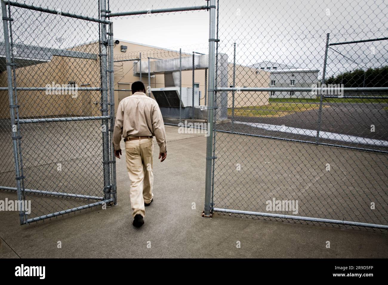 Inmate returns to cell. Stock Photo