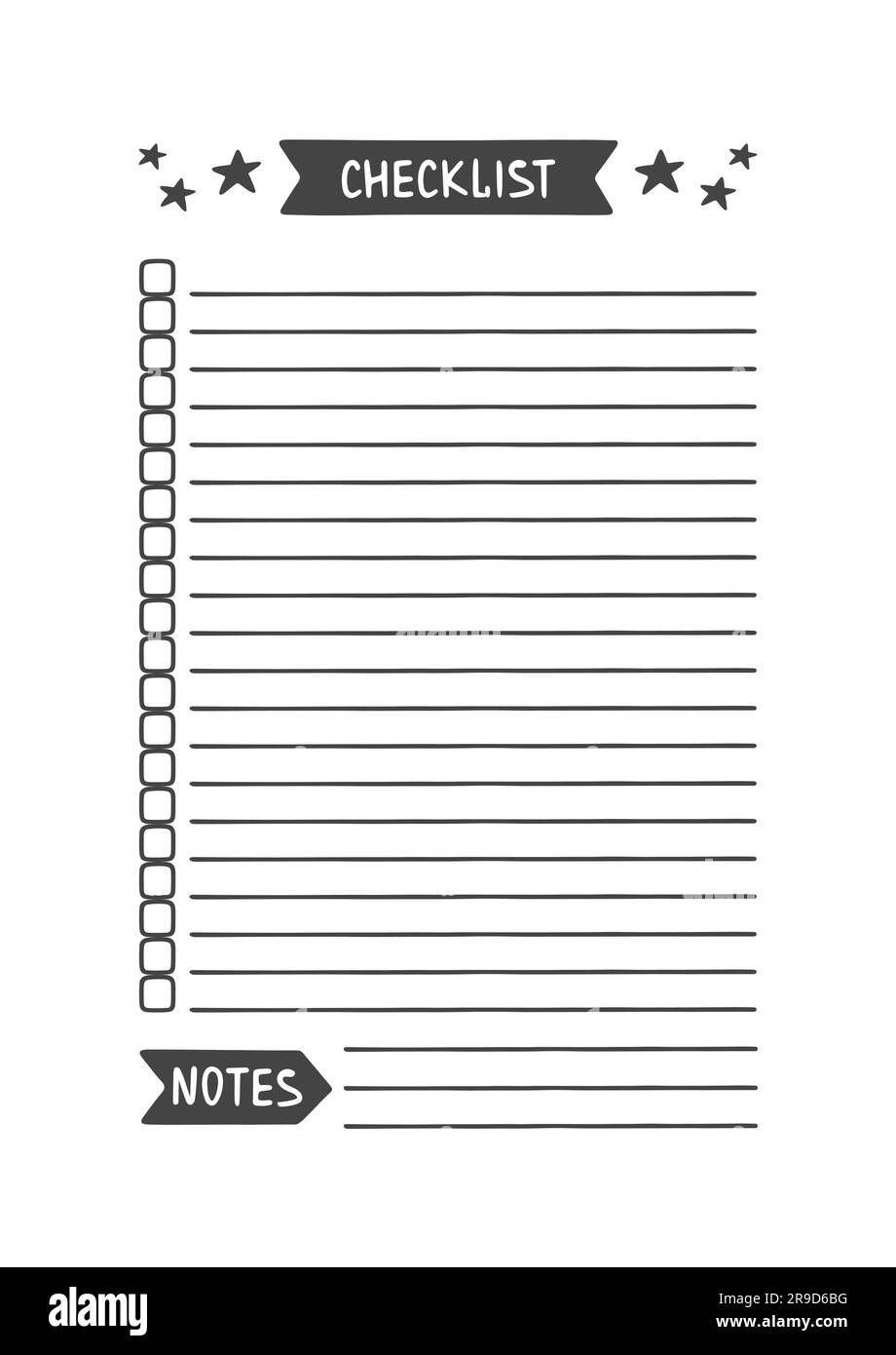 Checklist. Vector Template for Agenda, Planner and Other Stationery. Printable Organizer for Study, School or Work. Stock Vector