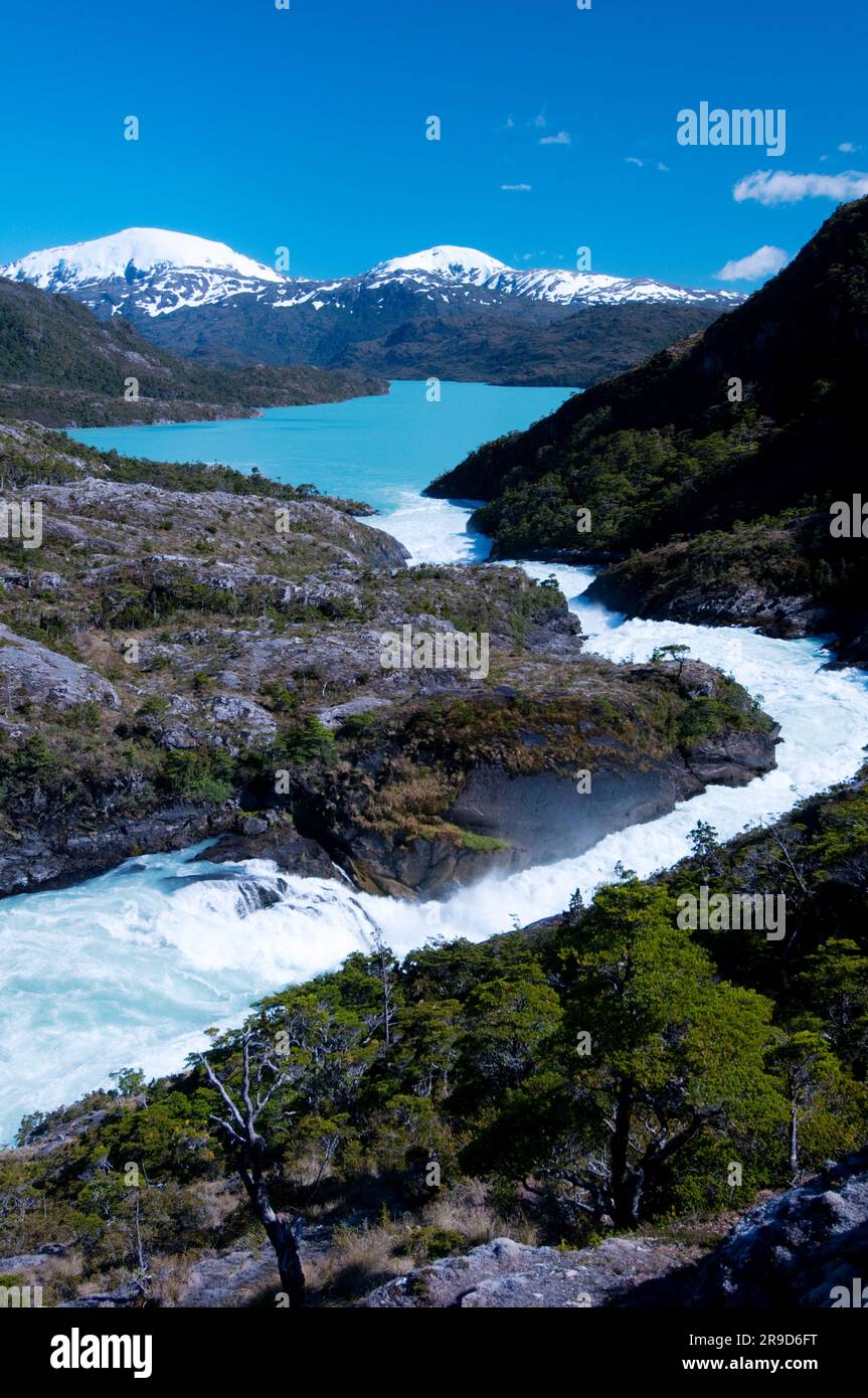 The headwaters of the Pascua River south of Villa O'Higgins, Chile. Stock Photo