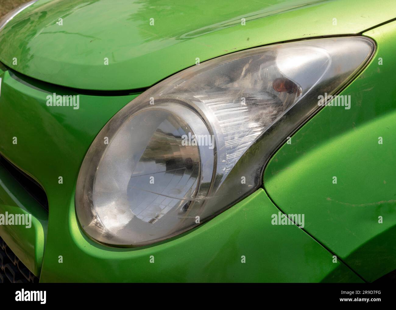 Suzuki alto front headlight closeup: Swat, Pakistan - June 10, 2023. Stock Photo