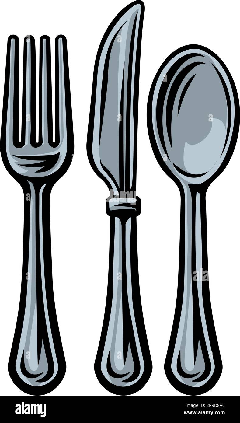 Fork Spoon Knife Cutlery Dinner Place Setting Icon Stock Vector