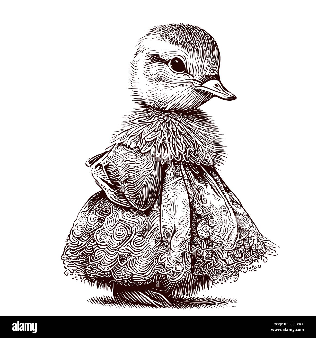 Sketch a newborn duckling Royalty Free Vector Image