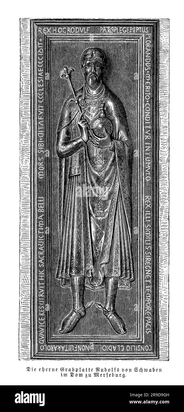 The iron tomb slab of Rudolf of Rheinfelden in the Merseburg Cathedral - Germany, 9th century Stock Photo