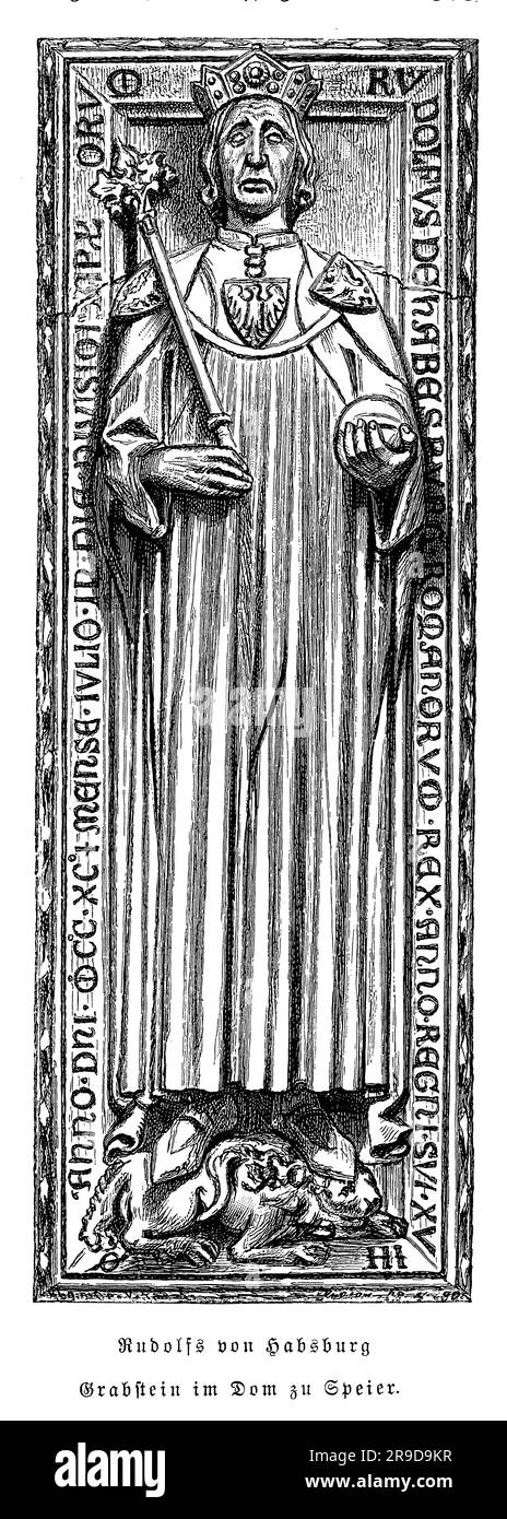 Tombstone of Rudolf I from Habsburg King of Germany (13th century) in the Speyer Cathedral Stock Photo