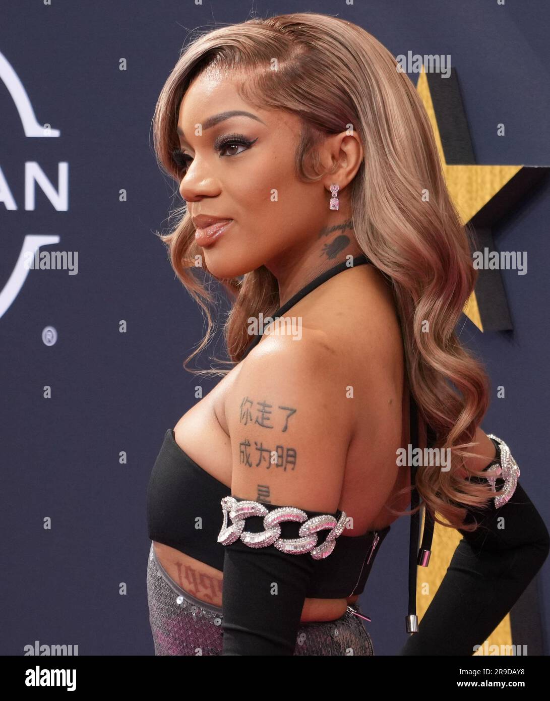Glorilla arrives at the 2023 BET Awards held at the Microsoft Theater