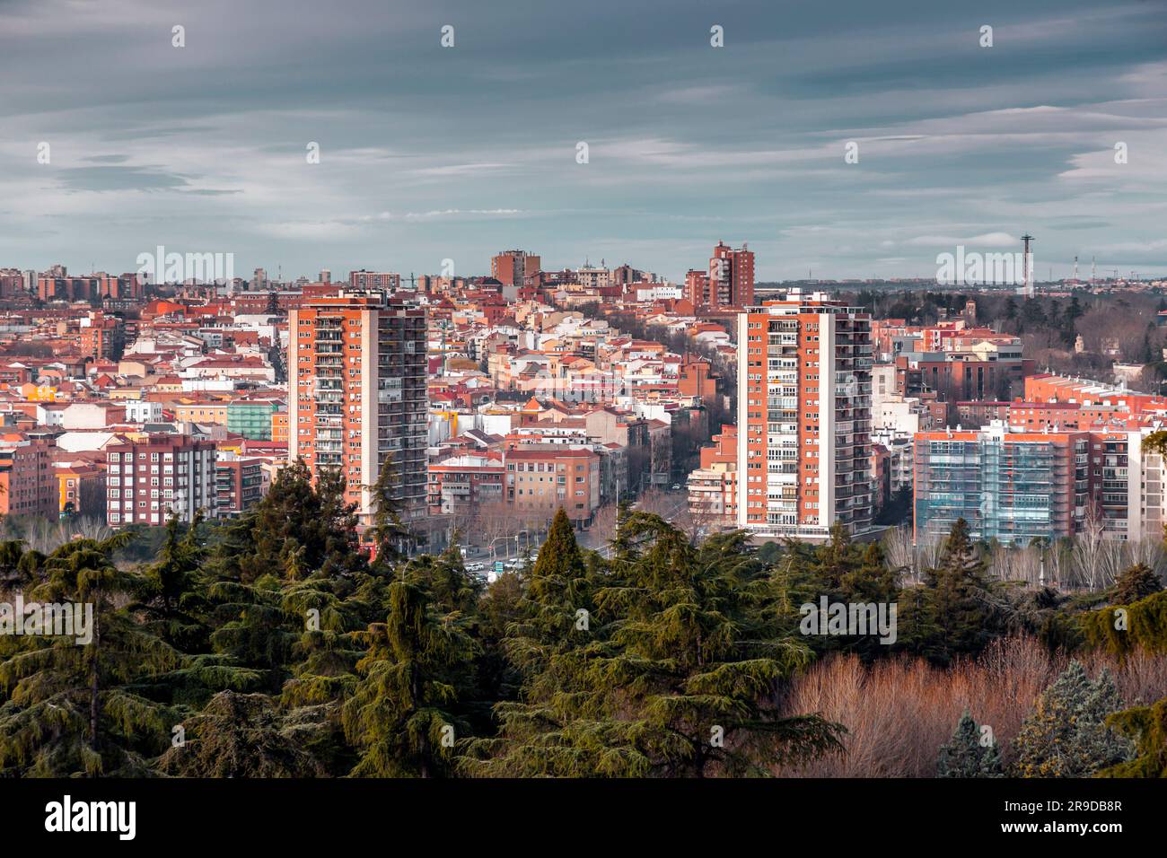 Madrid, Spain - FEB 16, 2022: Aerial view of Madrid from the Royal ...