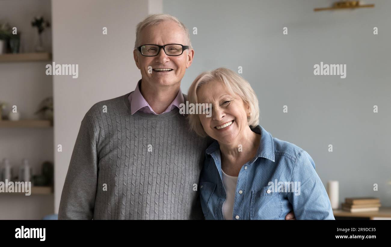 Portrait of smiling senior couple in love Stock Photo