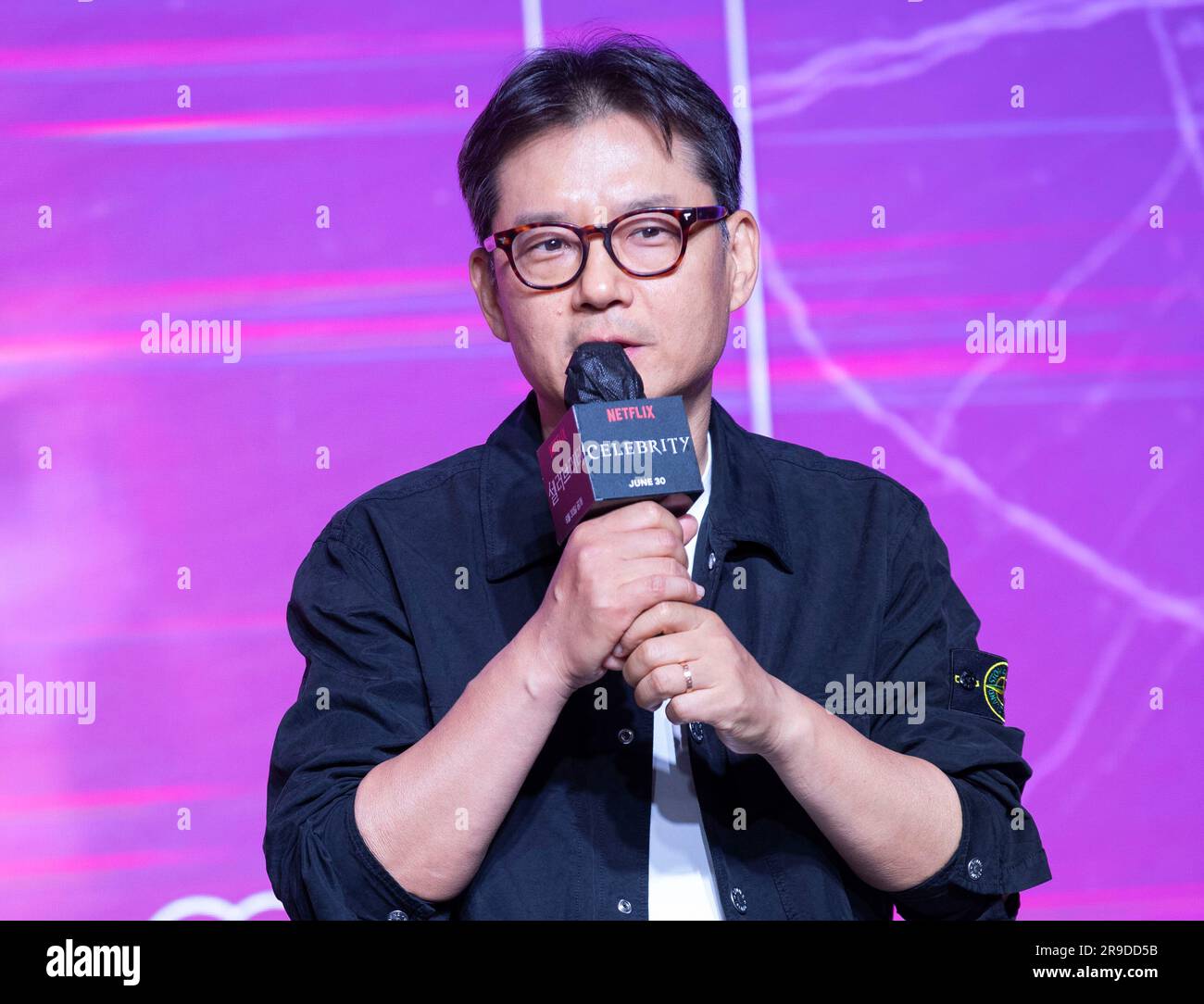 Seoul, South Korea. 26th June, 2023. South Korean director Kim Chul-gyu, photocall for the Netflix Series film Celebrity press conference in Seoul, South Korea on Jun 26, 2023. The film will open on Jun 30. (Photo by Lee Young-ho/Sipa USA) Credit: Sipa USA/Alamy Live News Stock Photo
