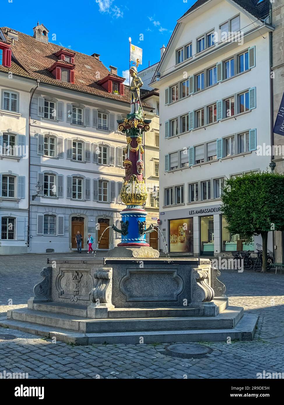 The Fritschi fountain in the square Kapellplatz in Lucerne's Old Town ...