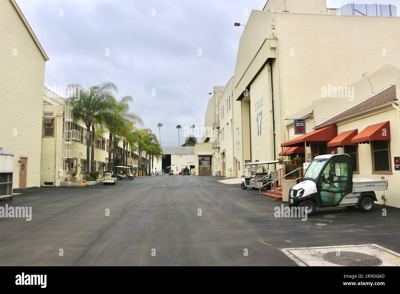 View along the studio grounds with Sound Stage 17 Paramount Studios