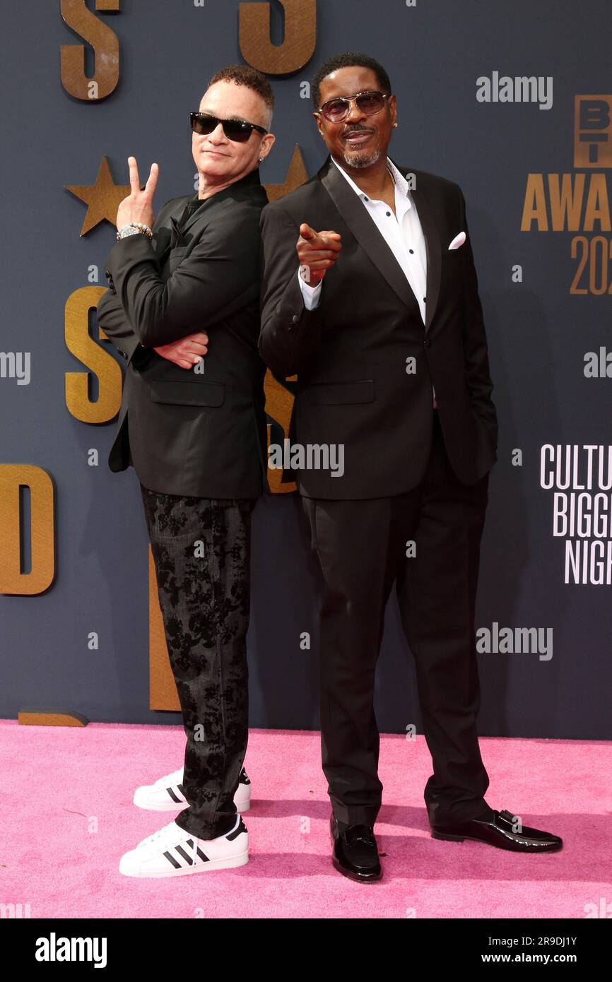 June 25, 2023, Los Angeles, CA, USA: LOS ANGELES - JUN 25: Kid N Play, Christopher Reid, Christopher Martin at the 2023 BET Awards Arrivals at the Microsoft Theater on June 25, 2023 in Los Angeles, CA (Credit Image: © Kay Blake/ZUMA Press Wire) EDITORIAL USAGE ONLY! Not for Commercial USAGE! Stock Photo