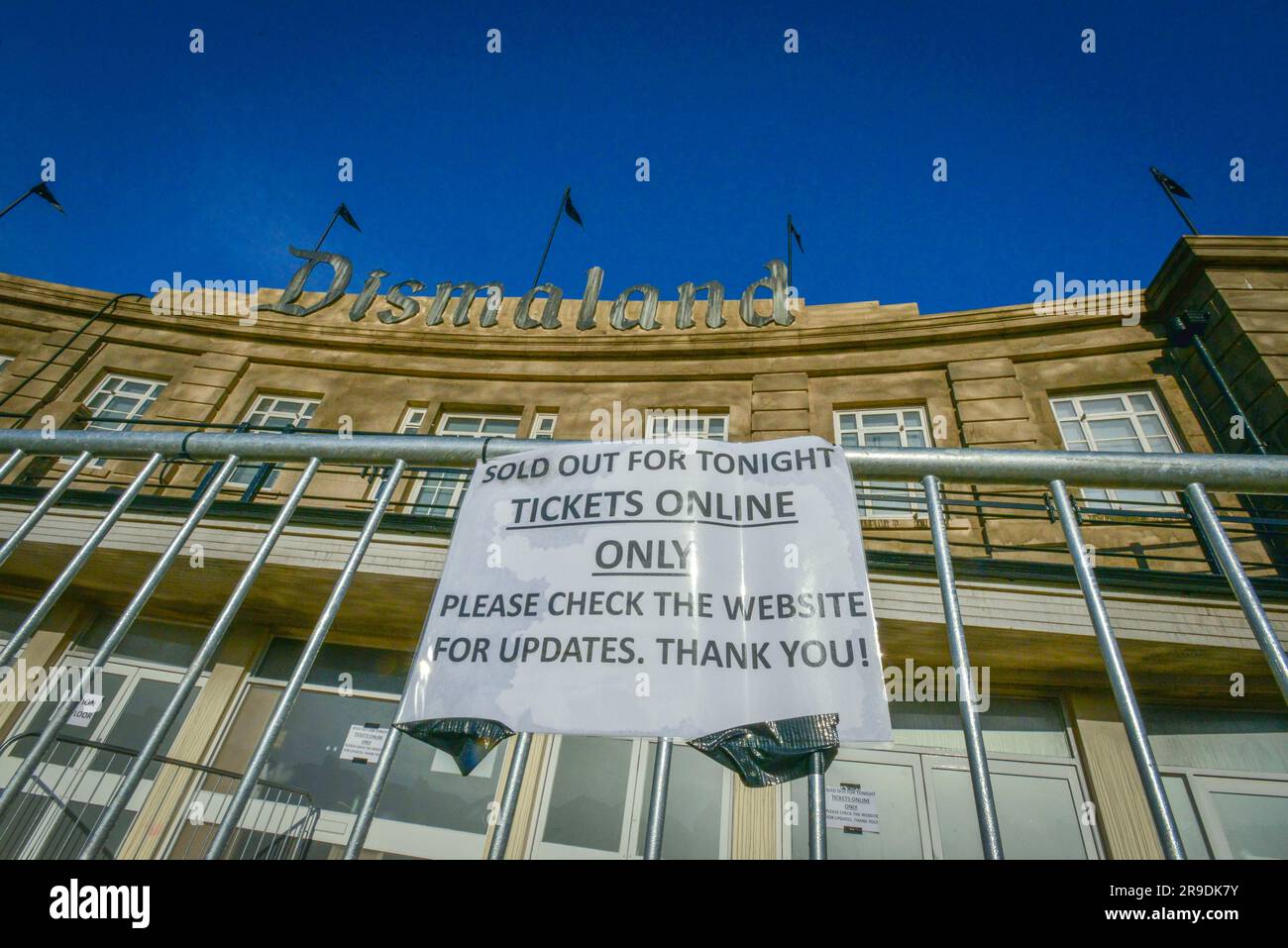 Dismaland sign WESTONSUPERMARE Stock Photo Alamy