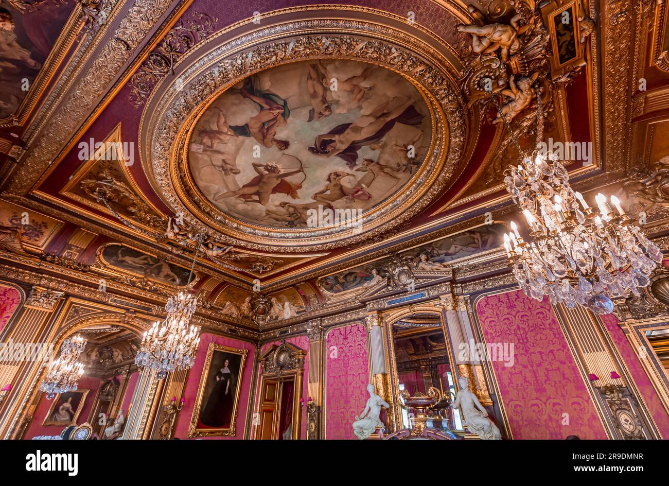 PARIS, FRANCE, JUNE 24, 2023 : interiors, collections, furnitures and decors of Mansion of La Paiva, on Champs-Elysées, Paris, france Stock Photo