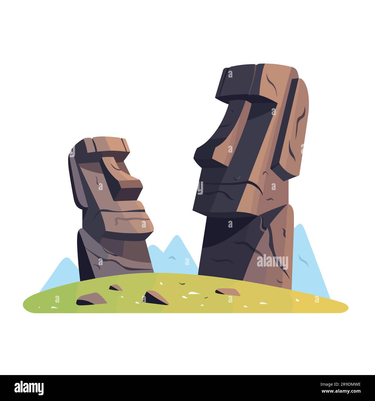 Cartoon-style moai statue